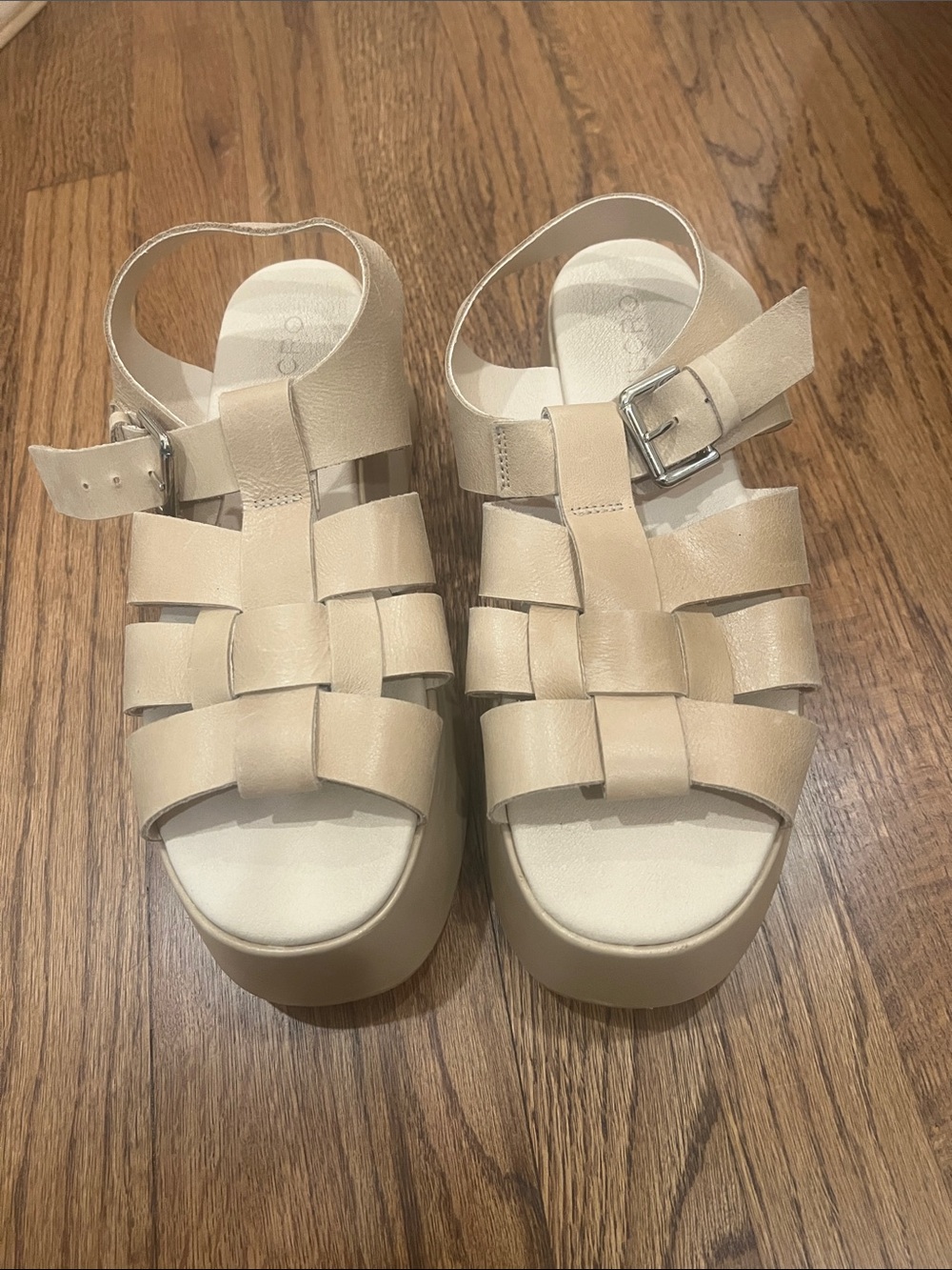 Pilcro Beige Platform Wedge Sandals